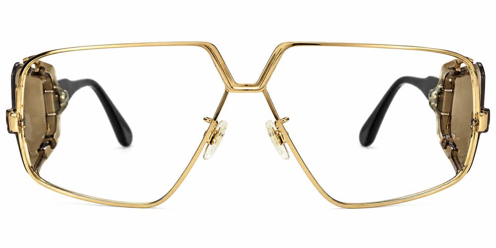 CAZAL VINTAGE GOLD METAL CLIP ON SUNGLASSES SIDE SHIELDS LENSES RETRO